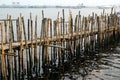 Old pier for boats made Ã¢â¬â¹Ã¢â¬â¹of bamboo, Cochin, Kerala, India